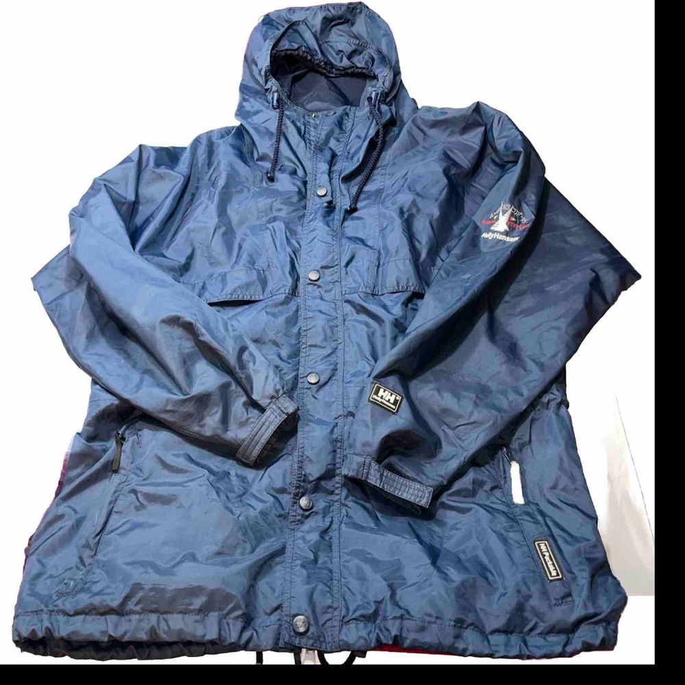 Helly Hansen blue WINDBREAKER coat Large Jacket NYLON 1995 Americas Cup Packable